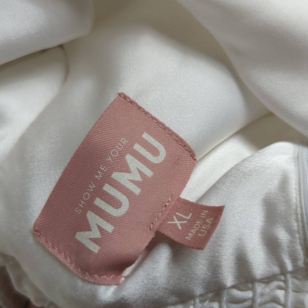 Show Me Your Mumu Lane Midi Dress Womens XL White Ivory Satin Dress - Picture 3 of 13
